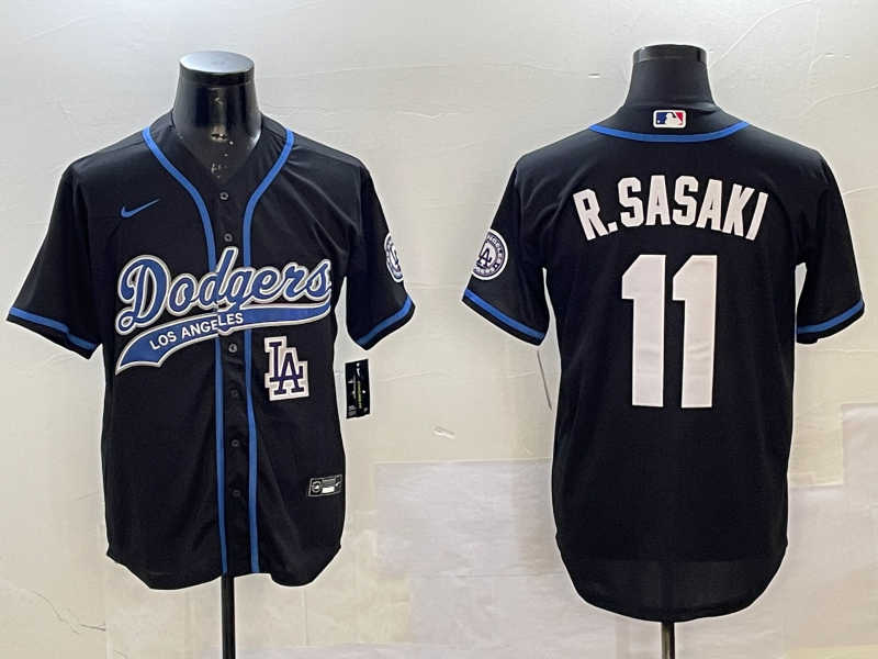 Men Los Angeles Dodgers 11 R Sasaki black 2025 MLB nike jersey style 48